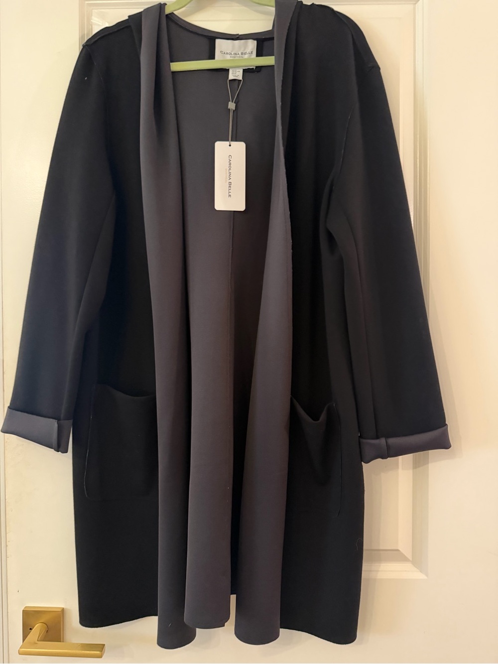Carolina Belle Black Open-Front Longline Blazer Jacket size xl